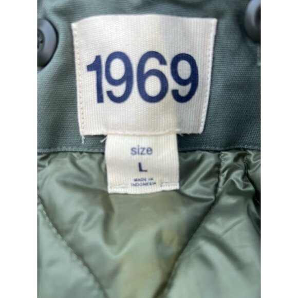 Vintage Y2K Gap 1969 army green utility parka jacket removable quilted liner L - Picture 6 of 16
